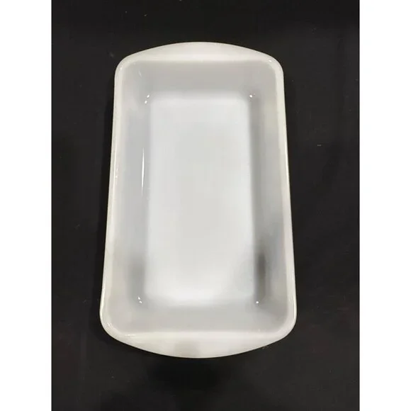 Vintage Glasbake Milk Glass Rectangular Baking Dishes With Blue Farm Scene - Picture 5 of 16